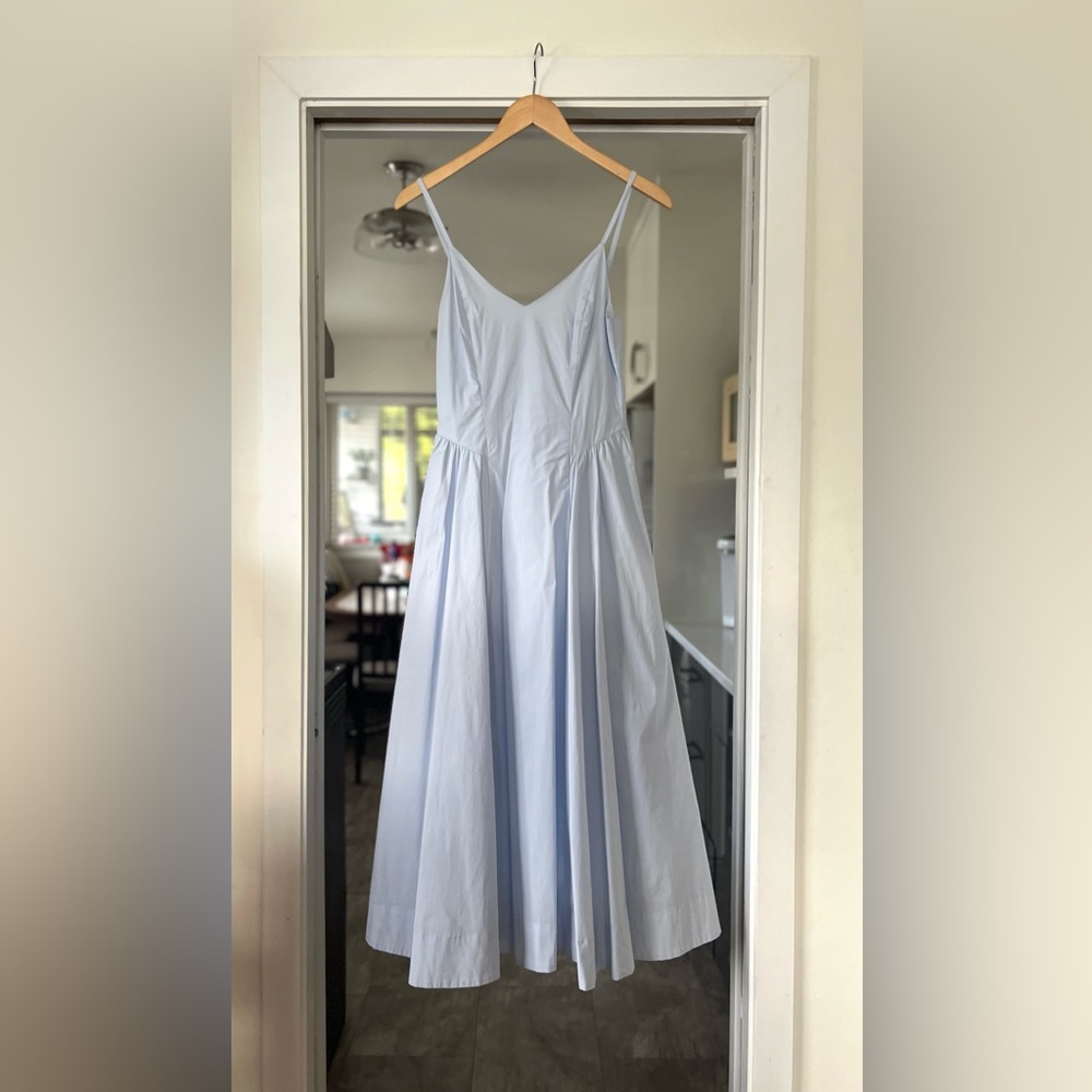 Babaton Technique Poplin Maxi Dress Sz 0 Light Blue - Picture 10 of 15